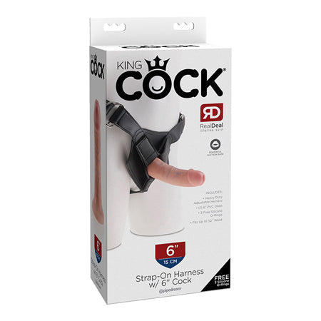 King Cock Strap-On Harness With 6 in. Cock Beige