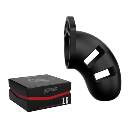 Shots ManCage Model 20 Adjustable 3.5 in. Silicone Chastity Cock Cage Black-0