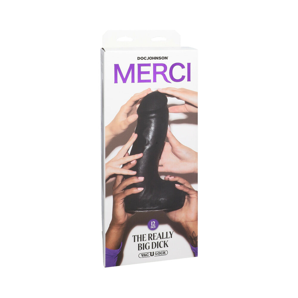 Merci The Really Big Dick 12 in. Dildo with XL Removable Vac-U-Lock Suction Cup Black-0