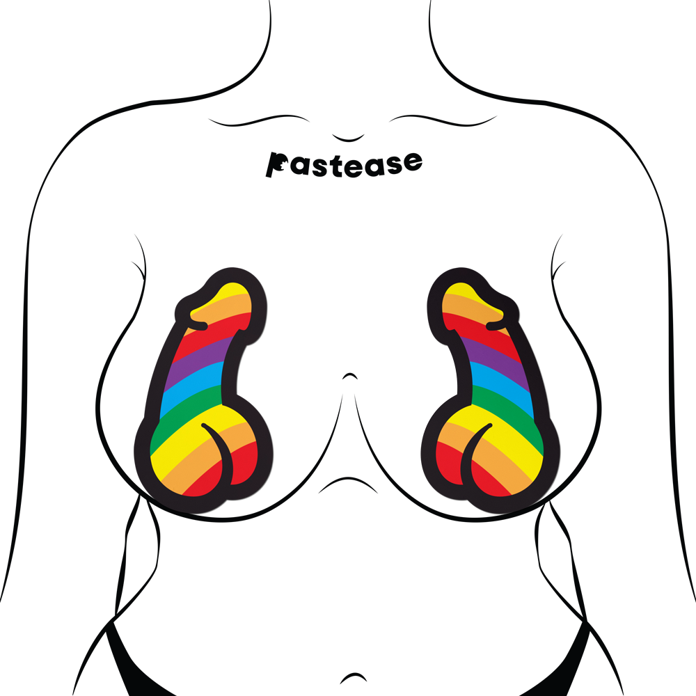 5-Pack: Penis: Rainbow Pride Dick Nipple Pasties by Pastease® o/s